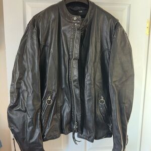 VTG Brooks Black Leather Bomber Jacket